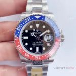 UN factory/904L/Swiss 3186 Rolex Gmt Master II Pepsi Replica Watch Black Dial Oyster Band